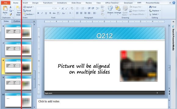 Aligning images in PowerPoint presentations