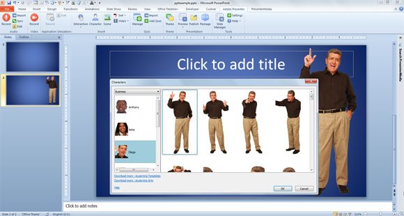 Add Real Characters in PowerPoint using Adobe Presenter 8
