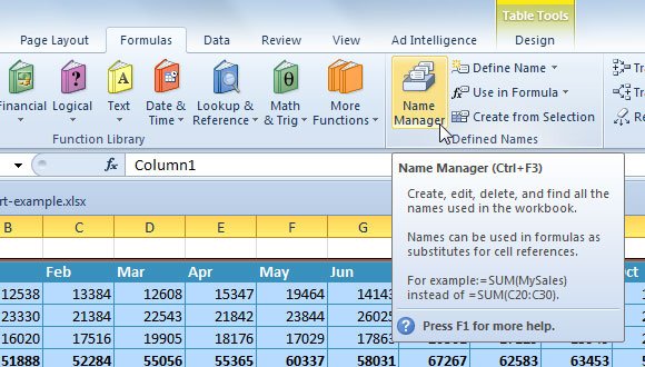 Manage Named Ranges in Excel 2010