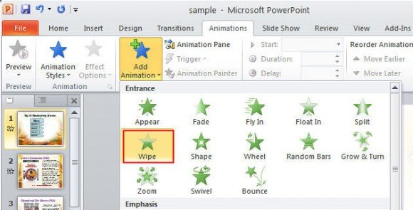 powerpoint transitions within a slide for mac