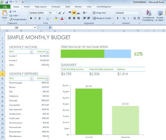 personal budget excel template