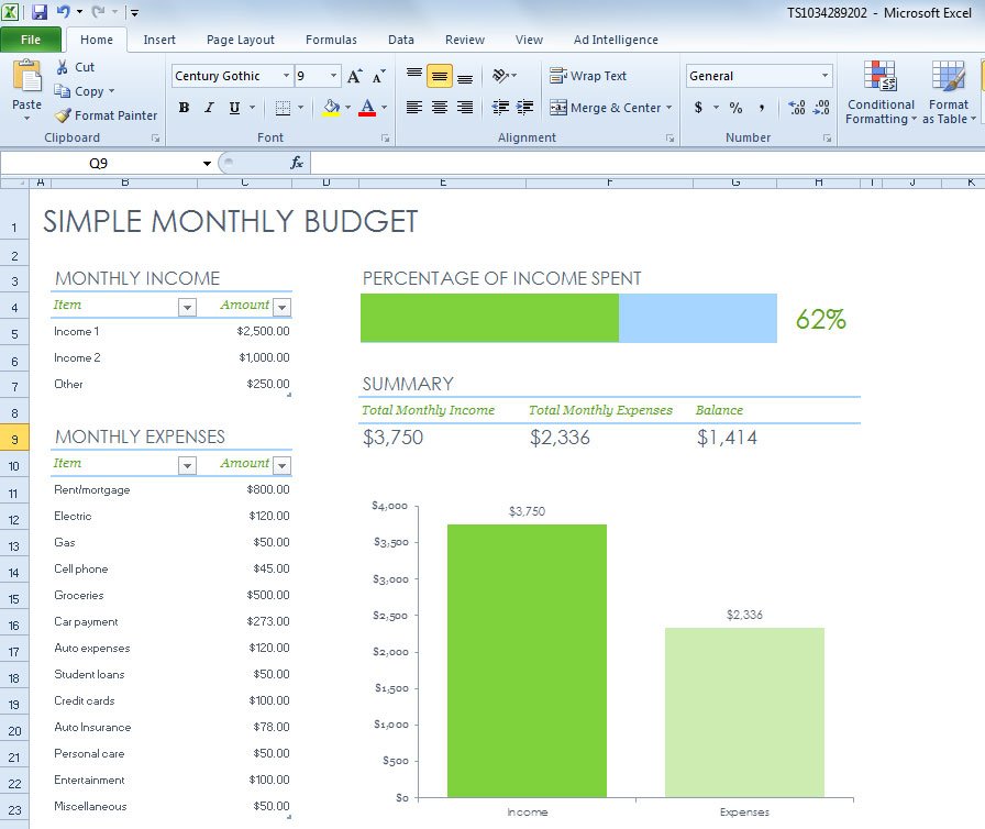 free household budget template for mac