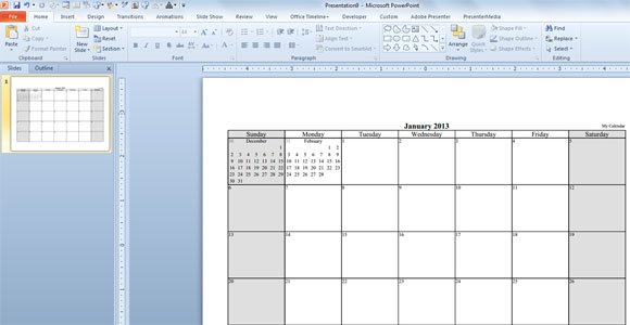 how to create a calendar template in powerpoint