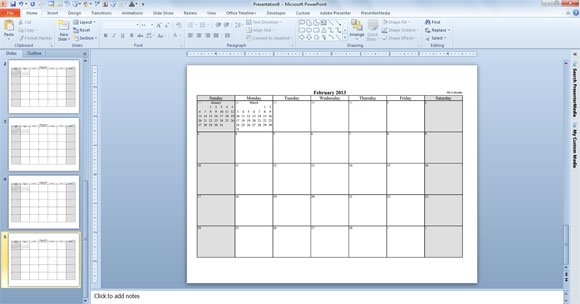 calendar PPT template for 2013