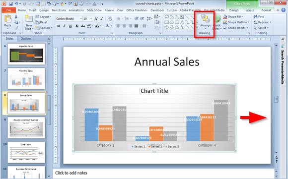 Aligning a Chart in a PowerPoint Slide