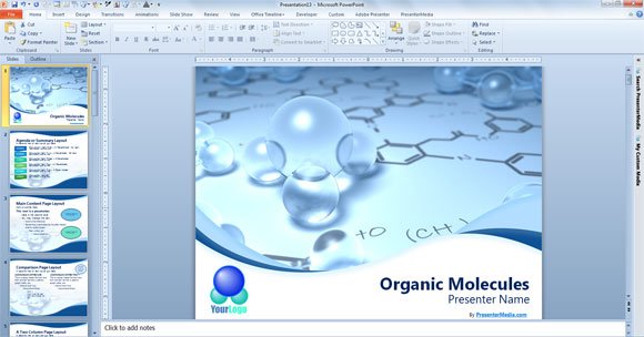 Free Scientific PowerPoint Template with 3D Bubbles