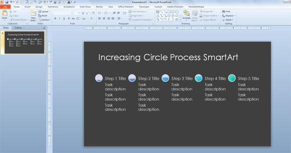 Increasing Circle Process Timeline Template for Microsoft PowerPoint 2013