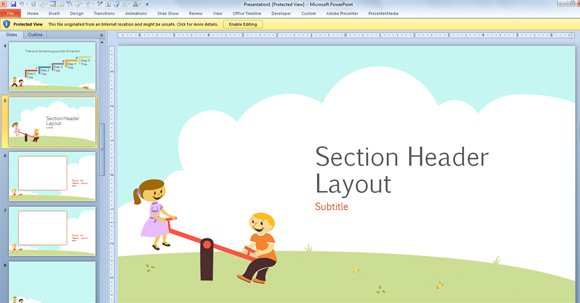 Free Children PowerPoint Template with Cartoons for PowerPoint 2013