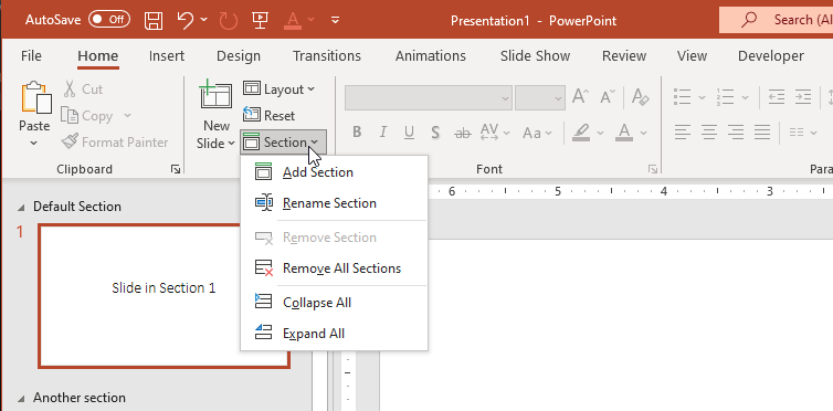 Add new Section in PowerPoint