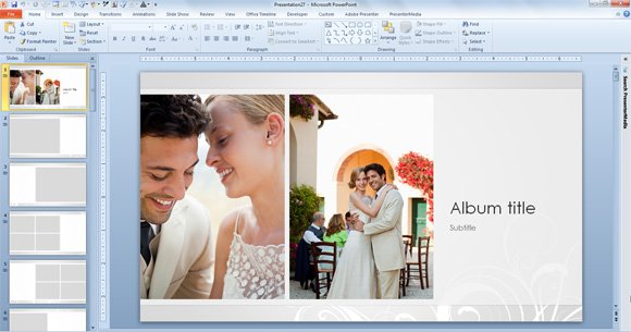 Free Wedding Photo Album Template for PowerPoint 2013
