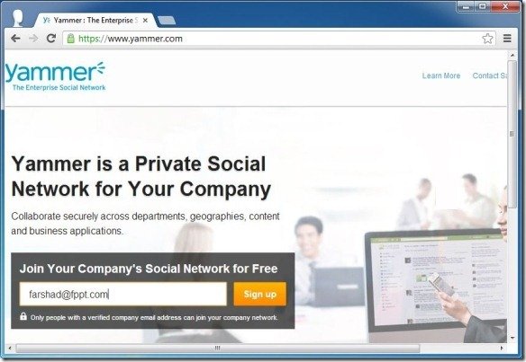 Sign Up For yammer