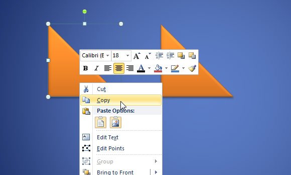 Example using Copy and Paste in PowerPoint to Copy a Triangle