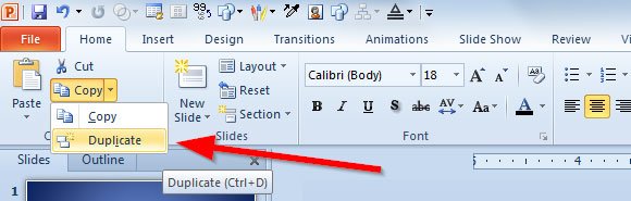 copy paste shortcuts powerpoint