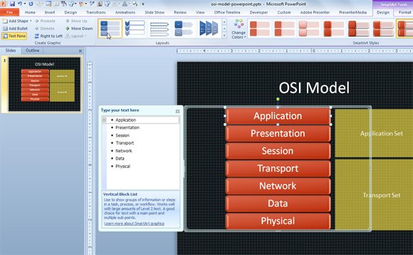 OSI Model in PowerPoint 2010