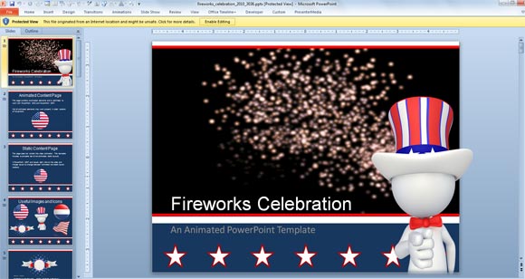 Fireworks PowerPoint Template with Animation