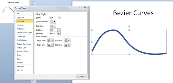 Drawing Bezier Curves in PowerPoint PPT presentations