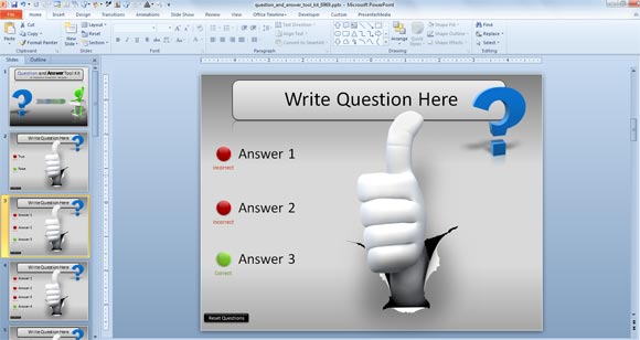 Example of a Questions PowerPoint template slide