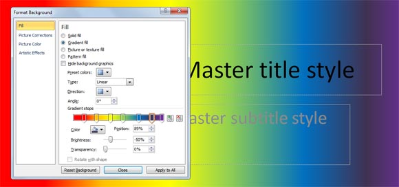 Rainbow Background for PowerPoint with the rainbow colors in order