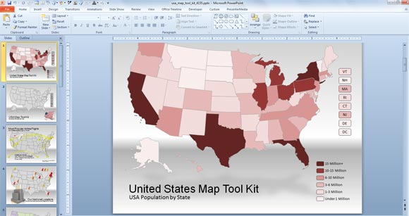 US Map For PowerPoint Presentations With States Highlighted   Us Map Powerpoint 