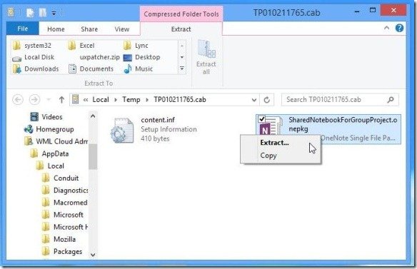Extract OneNote Template