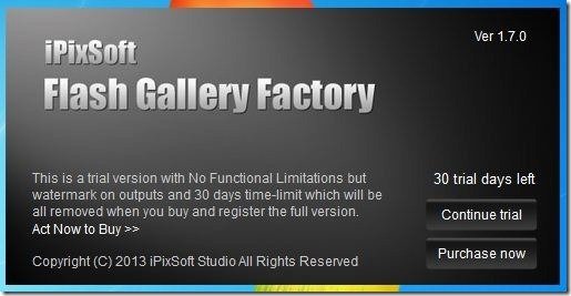 Flash Gallery Factory  Trial version