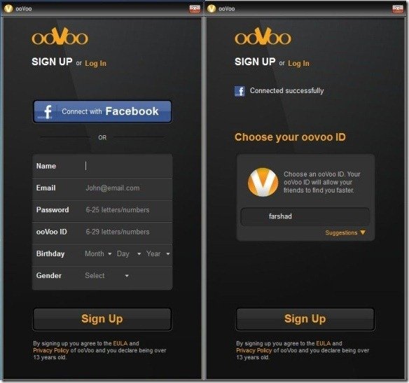 Sign up for ooVoo