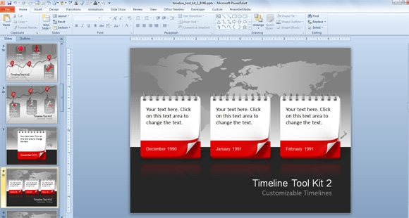 Timeline editable template - Example of calendar timeline template for PowerPoint with editable fields