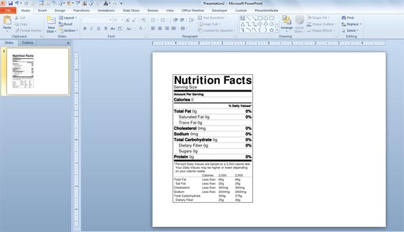 Nutrition Chart Template