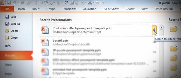 Save Time Working with Recent Documents in PowerPoint using Push Pins