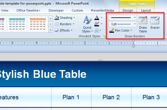 Use Table Eraser Tool in PowerPoint to Delete Table Borders