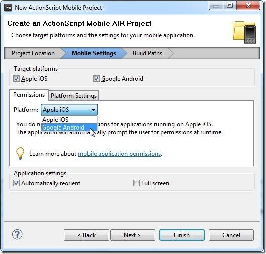New ActionScript Mobile Project