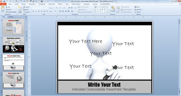 Customizable Write Text PowerPoint Template with Animation