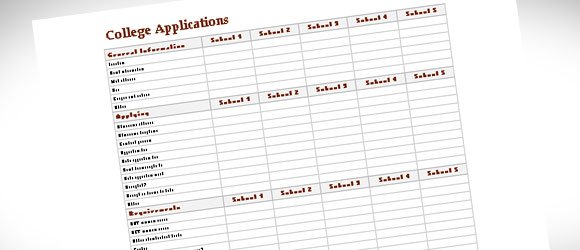 College Application Chart