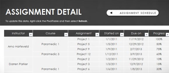 Free Assignment Schedule Template for Excel 2013