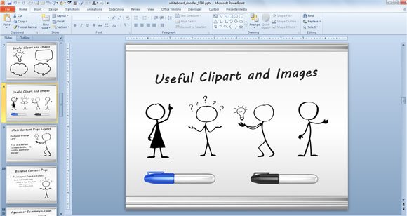 Example of whiteboard slide template for educational presentation - whiteboard clipart sketches PPT Template