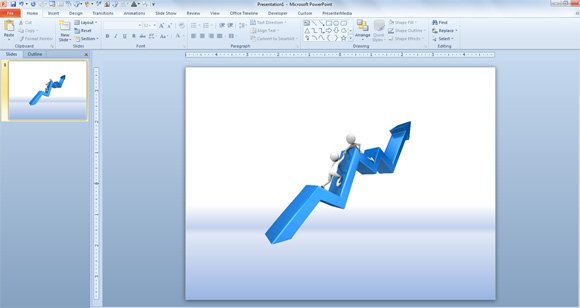 Create a 3D Line Chart in PowerPoint using Presente's Media template.