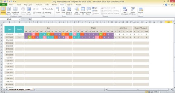 Infant Activity Chart