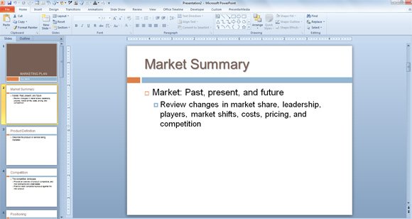 market summary powerpoint template