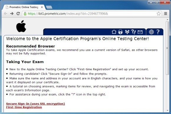 Apple Online Testing Center
