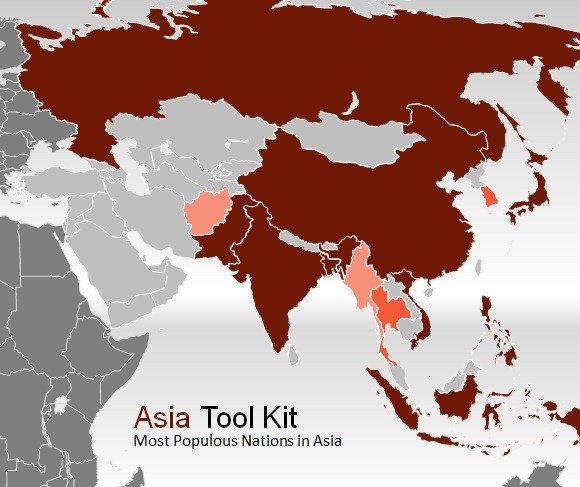 Asia Map Toolkit - Example of Asia Map Template for PowerPoint