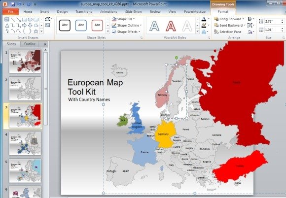 Editable European Map presentation template for PowerPoint