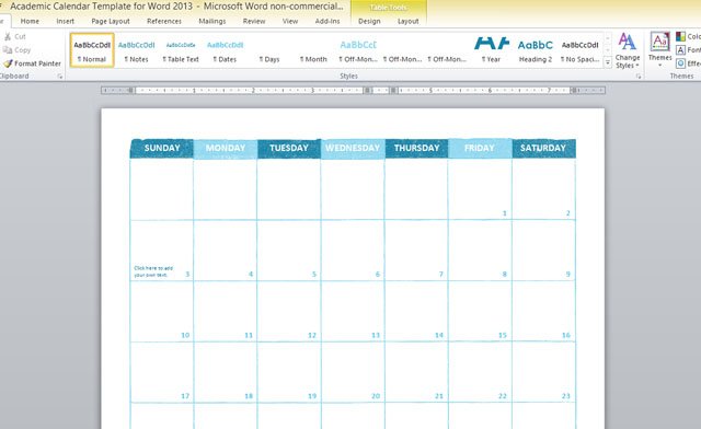 Academic Calendar Template For Word 2013 Academic Calendar Template For Word 2013