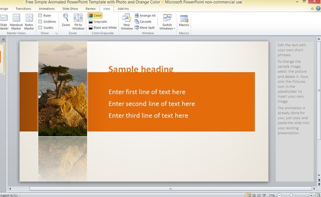 Free Simple Animated PowerPoint Template With Photo And Orange Color