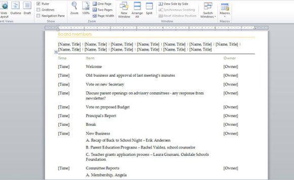 One On One Meeting Agenda Template Word