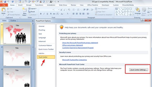 How to Disable Protected View in Microsoft PowerPoint 2010
