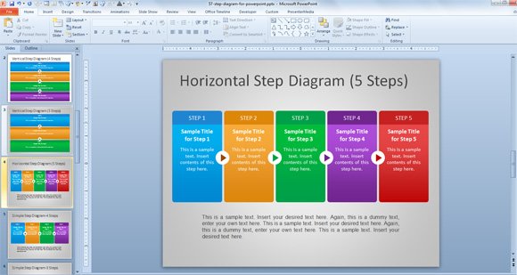 horizontal step powerpoint template