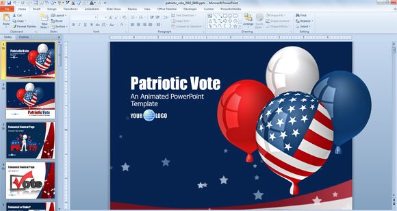 independence balloons us flag powerpoint template