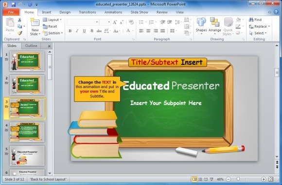 Animated Blackboard Template For Educational PowerPoint ...