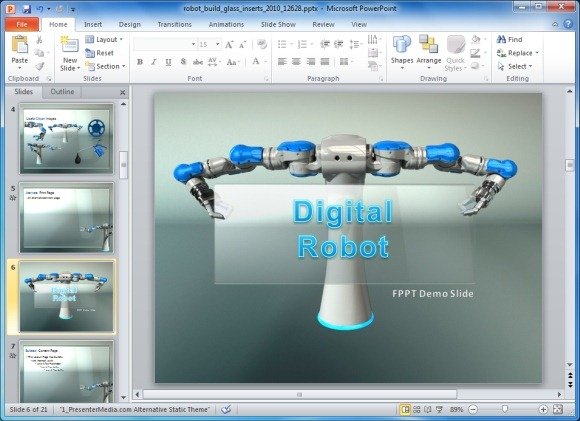 Digital Robot Presentation Template for PowerPoint