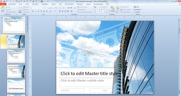 Finance PowerPoint template with a picture in the presentation background